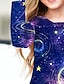 billiga flickans 3d-klänningar-Flickor 3D Galax Klänning Långärmad 3D-tryck Vår Höst Dagligen Helgdag Semester söt stil Ledigt Ljuv Barn 3-10 år Swingklänning A linjeklänning Ovanför knäet Polyester Normal