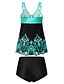 cheap Tankinis-Women&#039;s Swimwear Tankini 2 Piece Plus Size Swimsuit 2 Piece Open Back Printing for Big Busts Fruit Green Blue Rose Red Padded V Wire Bathing Suits Sports Casual Vacation / Modern / Spa / New