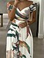 cheap Party Dresses-Women‘s Formal Party Dress Sheath Dress Long Dress Maxi Dress White Short Sleeve Floral Ruched Winter Fall Spring Off Shoulder Stylish Office Wedding Guest 2023 S M L XL XXL 3XL