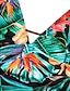 ieftine Tankinis-Pentru femei Costume de Baie Tankini 2 bucăți Normal Costum de baie Cu talie inalta Imprimeu floral Frunze Frunză Floral Trifoi Albastru piscină Căptușit Decolteu în V Costume de baie Sporturi / Sexy
