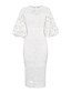 cheap Plus Size Party Dresses-Women&#039;s Plus Size Party Dress Solid Color Crew Neck Lace Lantern Sleeve 3/4 Length Sleeve Spring Fall Sexy Prom Dress Midi Dress Party Date Dress / Cut Out Dress