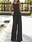 cheap Evening Dresses-Jumpsuits Evening Gown Elegant Dress Prom Birthday Floor Length Sleeveless Jewel Neck Fall Wedding Guest Stretch Chiffon with Criss Cross Pure Color 2024