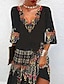 cheap Midi Dresses-Women&#039;s Casual Dress Ethnic Dress Mini Dress Black Half Sleeve Paisley Print Summer Spring V Neck Stylish 2023 S M L XL 2XL 3XL