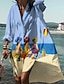 billiga Klänningar med tryck-Dam Skjortklänning Tröjkrage Midiklänning Dagligen Strand Långärmad Sommar Vår
