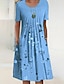 cheap Casual Dresses-Women&#039;s A Line Dress Knee Length Dress Green Blue Short Sleeve Floral Print Spring Summer Crew Neck Casual 2022 S M L XL XXL 3XL / 3D Print