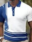 abordables polo classique-Homme POLO T Shirt golf Rayé Col rabattu Bleu / Blanc Print Plein Air du quotidien Manche Courte Bouton bas Vêtement Tenue Mode Casual Confortable