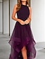 cheap Cocktail Dresses-A-Line Prom Dresses Elegant Dress Prom Asymmetrical Sleeveless Jewel Neck Fall Wedding Guest Polyester with Pleats 2024