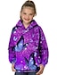 abordables sweats à capuche et sweat-shirts 3d pour filles-Sweat à capuche Fille Enfants manche longue 3D effet Animal Papillon Poche Violet Enfants Hauts Hiver Automne Actif Sportif Mode Extérieur du quotidien Intérieur Standard 3-12 ans