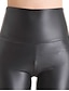 Χαμηλού Κόστους Γυναικεία Παντελόνια-γυναικείο καλσόν κολάν παντελόνι μέχρι τον αστράγαλο casual Σαββατοκύριακο ελαστικό μονόχρωμο ψεύτικο δέρμα έλεγχος κοιλιάς πισινό ψηλόμεσο skinny μαύρο 3xl