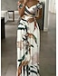 cheap Party Dresses-Women‘s Formal Party Dress Sheath Dress Long Dress Maxi Dress White Short Sleeve Floral Ruched Winter Fall Spring Off Shoulder Stylish Office Wedding Guest 2023 S M L XL XXL 3XL