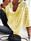 cheap Blouses &amp; Shirts-Women&#039;s Shirt Lace Oversized Daily Lace Lace Plain T-shirt Sleeve U Neck Spring &amp;  Fall Regular Black Yellow Light Blue Grey White