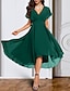 cheap Cocktail Dresses-A-Line Cocktail Dresses Elegant Dress Wedding Guest Party Wear Ankle Length Short Sleeve V Neck Fall Wedding Guest Chiffon with Pure Color Strappy 2024