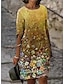 cheap Midi Dresses-Women&#039;s Casual Dress Midi Dress Green Blue Yellow Half Sleeve Flower Print Fall Spring Autumn Crew Neck S M L XL XXL XXXL