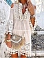 olcso sima ruhák-Női Váltó ruha Tiszta szín Rojt Bojt Hem V-alakú Mini ruha Alkalmi Napi Vakáció Háromnegyedes Nyár Tavasz