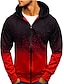 billiga hoodies med dragkedja för män-Grafisk Geometri Sportig Ledigt Herr Kappa Gata Dagligen Helgdag Vinter Luvtröja Långärmad Rubinrött Armégrön Grå M L XL Polyester Jacka