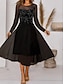 cheap Party Dresses-Women&#039;s Party Dress Midi Dress Black Long Sleeve Pure Color Sequins Ruched Fall Winter Crew Neck Stylish Elegant Party 2022 S M L XL 2XL 3XL