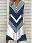 cheap Casual Dresses-Women&#039;s A Line Dress Midi Dress Black and white stripes Green Dark Blue Half Sleeve Striped Color Block Print Spring Summer V Neck Stylish Casual 2022 S M L XL XXL 3XL