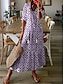 cheap Print Dresses-Women‘s A Line Dress Maxi long Dress Purple Half Sleeve Print Ruched Print Spring Summer V Neck Casual Vacation 2023 3XL
