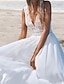 Χαμηλού Κόστους Νυφικά Φορέματα-Παραλία / Προορισμός Ανοικτή Πλάτη Μπόχο Φορεματα για γαμο Γραμμή Α Λαιμόκοψη V Αμάνικο Μακρύ Σιφόν Νυφικά φορέματα Με / 2024