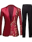cheap Suits-Black Gold Men&#039;s Prom Suits Sequins Party Prom Suits Patterned 2 Piece Sparkle Tailored Fit Single Breasted One-button 2024