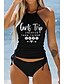 cheap Tankinis-Women&#039;s Swimwear 2 Piece Plus Size Swimsuit Ruched Backless Print Butterfly Letter Black White Red Navy Blue Dark Gray Bathing Suits New Vacation Sporty