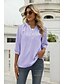 cheap Women&#039;s Blouses &amp; Shirts-Women&#039;s Blouse Shirt Green Purple Pink Plain Button 3/4 Length Sleeve Office Business Streetwear Casual V Neck Regular S