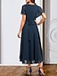 cheap Cocktail Dresses-A-Line Cocktail Dresses Elegant Dress Wedding Guest Party Wear Ankle Length Short Sleeve V Neck Fall Wedding Guest Chiffon with Pure Color Strappy 2024