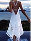 Χαμηλού Κόστους Λευκά Φορέματα-Γυναικεία Φόρεμα Φόρεμα σε γραμμή Α Μίντι φόρεμα Λευκό Αμάνικο Μονόχρωμες Εξώπλατο Δαντέλα Κρύος ώμος Άνοιξη Καλοκαίρι Δένει στο Λαιμό Μοντέρνα Σέξι 2022 Τ M L XL XXL 3XL / Φόρεμα για πάρτυ