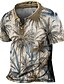 cheap 3D Polo-Men&#039;s Collar Polo Shirt Golf Shirt Tree Turndown Light Brown 3D Print Street Daily Short Sleeve 3D Button-Down Clothing Apparel Fashion Casual Comfortable / Beach
