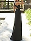 cheap Evening Dresses-Jumpsuits Evening Gown Elegant Dress Prom Birthday Floor Length Sleeveless Jewel Neck Fall Wedding Guest Stretch Chiffon with Criss Cross Pure Color 2024