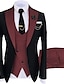 cheap Suits-Black Beige Burgundy Men&#039;s Prom Suits Wedding Party Suits 3 Piece Plus Size Solid Colored Tailored Fit Single Breasted One-button 2024