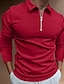 cheap Long Sleeve Polo-Men&#039;s Collar Polo Shirt Zip Polo Golf Shirt Sportswear Casual Long Sleeve Wine Dark Green Khaki Red Navy Blue Gray Solid Color Striped Hot Stamping Turndown Going out Gym Patchwork Zipper Clothing