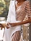 cheap Women&#039;s Jumpsuits-Women&#039;s Jumpsuit Mesh Lace Striped V Neck Elegant Party Going out Regular Fit Long Sleeve White S M L Spring