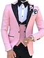 cheap Suits-White Pink Red Men&#039;s Prom Suits Wedding Suits Solid Colored 3 Piece Tailored Fit Single Breasted One-button 2024