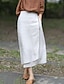 cheap Cotton Linen Skirts-Women&#039;s Skirt Midi Pencil Long Skirt Linen Skirts White Blue Brown Skirts Split Ripped Asymmetric Hem Fashion Streetwear Basic Casual Street Daily Summer M L XL