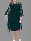 Χαμηλού Κόστους φόρεμα εργασίας plus size-γυναικείο φόρεμα πάρτι με καμπύλες μονόχρωμο στρογγυλό πλέγμα μήκους 3/4 μανίκι άνοιξη καλοκαίρι δουλειά vintage φόρεμα μέχρι το γόνατο ημερομηνία φόρεμα εργασίας