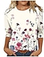 preiswerte T-Shirts für Damen-Damen T Shirt Weiß Rote Purpur Blumen Schmetterling Bedruckt Langarm Casual Täglich Basic Vintage Rundhalsausschnitt Standard Blume Abstrakt Farbe S