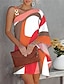 cheap Print Dresses-Women&#039;s Casual Dress Shift Dress Mini Dress White Orange Long Sleeve Floral Print Summer Spring One Shoulder Fashion Vacation Fall Dress Summer Dress Loose Fit 2023 S M L XL XXL