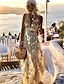 Χαμηλού Κόστους Πάρτι Φορέματα-Γυναικεία Φόρεμα για πάρτυ Φόρεμα για τον ήλιο Φόρεμα σε γραμμή Α Μακρύ Φόρεμα Μάξι Φόρεμα Μαύρο Κίτρινο Ανθισμένο Ροζ Αμάνικο Μονόχρωμες Λαμπύρισμα Καλοκαίρι Άνοιξη Βαθύ V Διακοπές