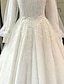זול שמלות כלה-אירוסין וינטאג&#039; שנות ה-40/1950 רשמי שמלות חתונה נשף צווארון גבוה שרוול ארוך שובל קורט תחרה שמלות כלה עם קפלים אפליקציות 2024