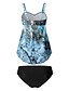 cheap Tankinis-Women&#039;s Swimwear Tankini 2 Piece Normal Swimsuit High Waisted Print Ombre Light Blue Padded V Wire Bathing Suits Sports Vacation Sexy / Strap / New / Strap