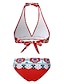 baratos Conjuntos de Bikini-Mulheres Roupa de Banho Biquíni 2 partes roupa de banho Nadador Sexy Floral Decote V Férias Roupa de Praia Fatos de banho