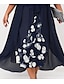 cheap Plus Size Dresses-Women&#039;s Plus Size Curve Work Dress Floral V Neck Ruched 3/4 Length Sleeve Spring Fall Work Elegant Midi Dress Formal Vacation Dress / Layered / Print
