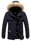 cheap Men&#039;s Outerwear-Men&#039;s Parka Fall Winter Street Daily Going out Regular Coat Hoodie Zipper Thermal Warm Breathable Regular Fit Sporty Casual Jacket Long Sleeve Full Zip Fur Trim Solid Color Blue Yellow White / Pocket