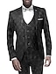 levne Obleky-černé vínové pánské plesové kostýmy 3dílné kostkované kostkované standardní střih jednořadé na jeden knoflík 2024