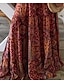 billige Kjoler med tryk-kvinders a line kjole maxi lang kjole rød 3/4 længde ærme print sommer forår efterår v hals afslappet 2023 3xl