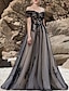 cheap Wedding Dresses-Engagement Gothic Wedding Dresses in Color Formal Wedding Dresses Sweep / Brush Train A-Line Short Sleeve Off Shoulder Lace With Bow(s) Appliques 2023 Bridal Gowns