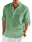cheap Men&#039;s Casual Shirts-Men&#039;s Shirt 100% Slub Cotton Solid Color Henley Street Casual Daily Button-Down Short Sleeve Tops Fashion Comfortable Breathable White Summer Vacation Holiday Beach Outdoor Lightweight Quick Dry
