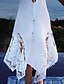 hesapli Beyaz Elbiseler-Kadın&#039;s Dantelli elbise Haljina A kroja Midi Elbise Beyaz Kolsuz Saf Renk Arkasız Dantel Soğuk omuz Bahar Yaz Boyundan Bağlamalı Moda Seksi Modern 2022 S M L XL XXL 3XL / Parti elbisesi