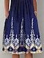 cheap Knee Length Dresses-Women&#039;s A Line Dress Knee Length Dress Dark Blue Short Sleeve Floral Pocket Print Spring Summer Crew Neck Elegant Loose 2022 S M L XL XXL